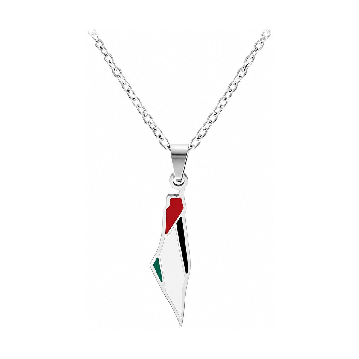 Palestine Map Necklace – Silver