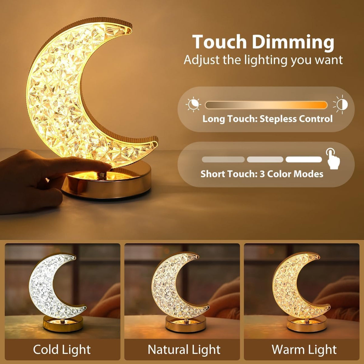 Crystal Crescent Lamp – additional product view 1