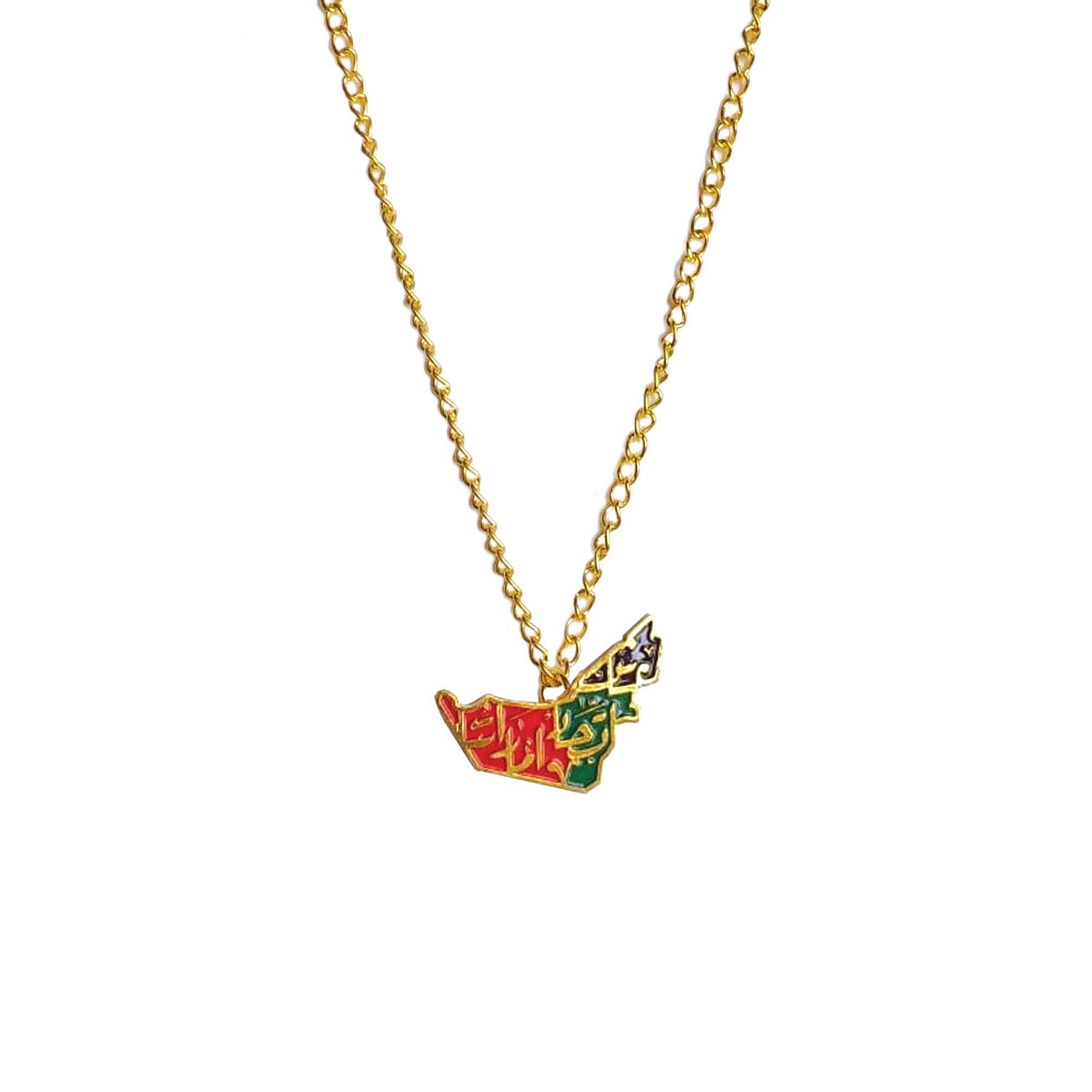 UAE Flag-Colour Pendant Necklace – Map