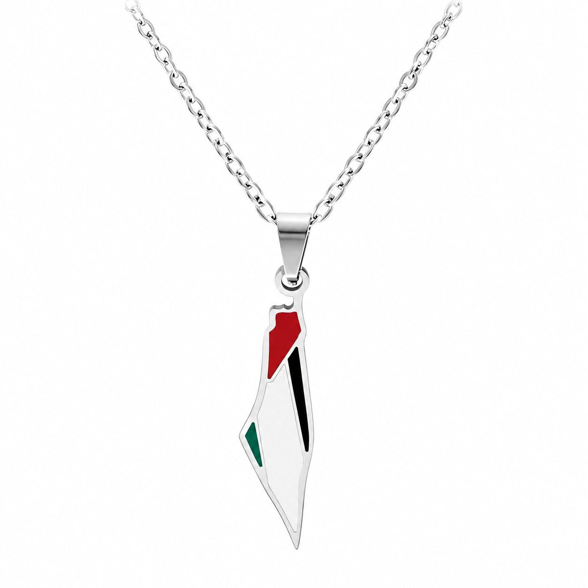 Palestine Map Necklace – Silver