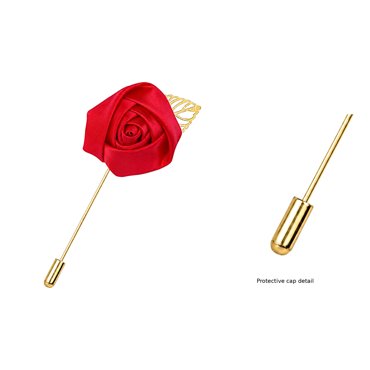 Rose Lapel Pin — Red pin with protective cap