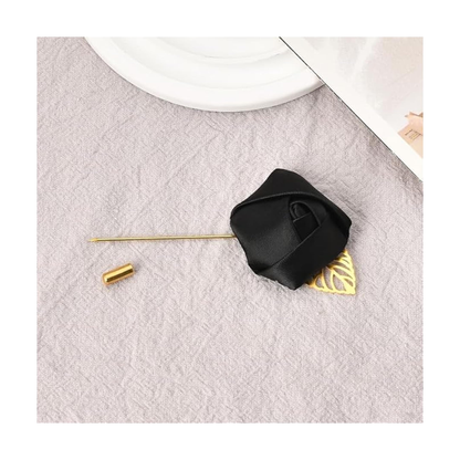 Rose Lapel Pin — Black pin with detached protective cap