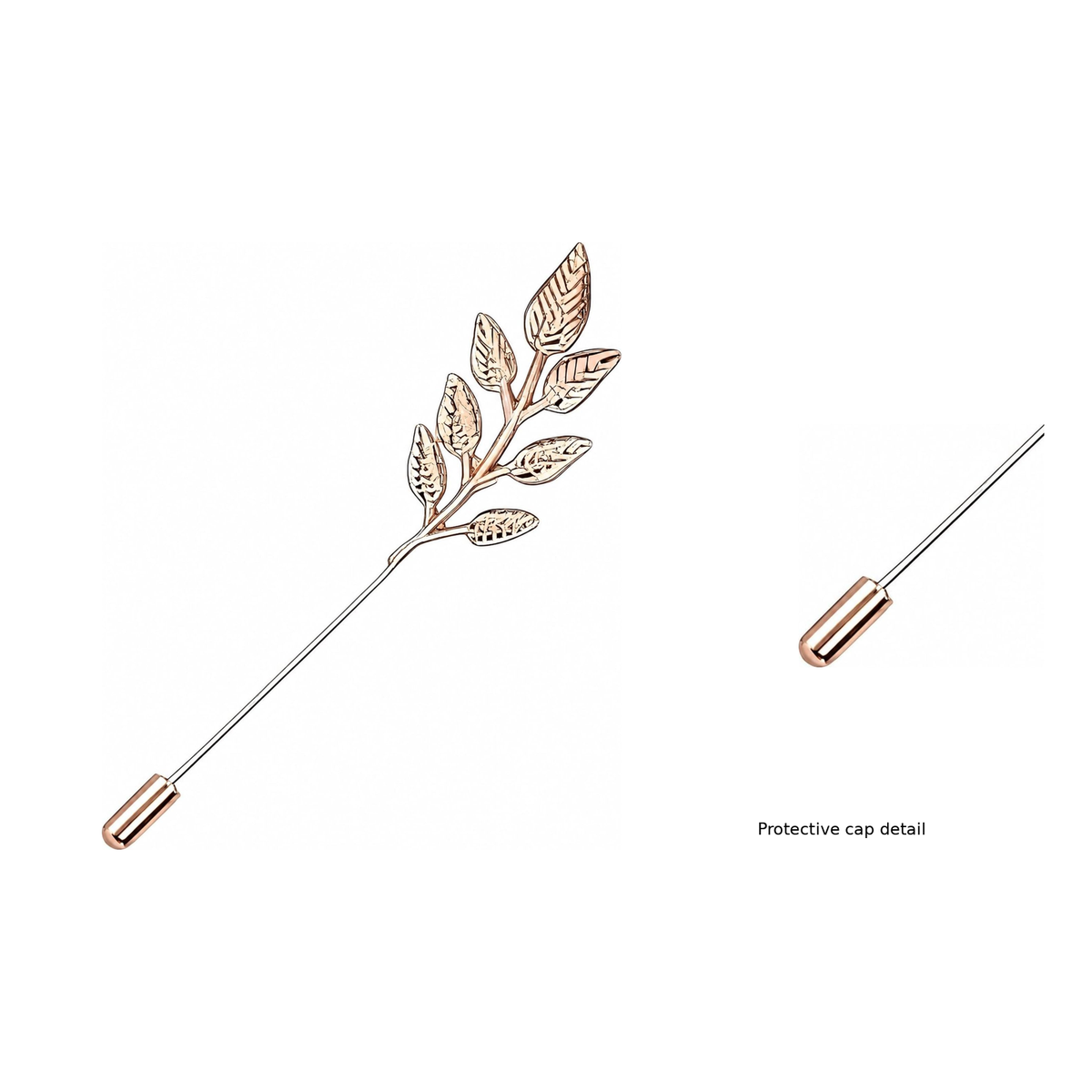 Leaf Lapel Pin — Pin and protective cap detail