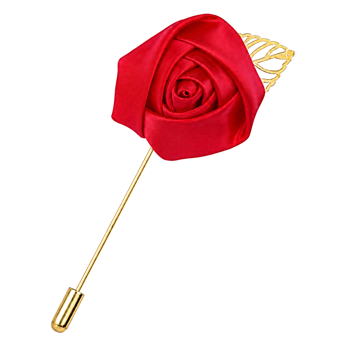 Rose Lapel Pin – Red – aligned diagonal view