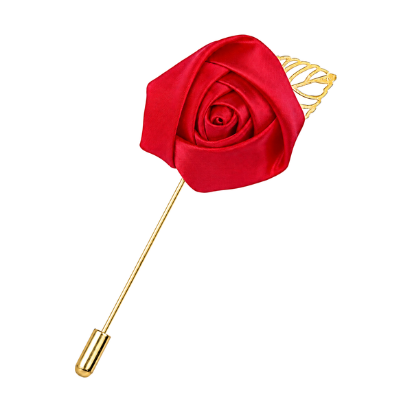 Rose Lapel Pin – Red – aligned diagonal view